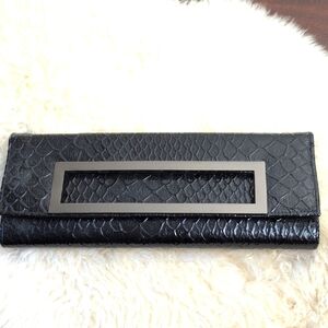 LE CHÂTEAU BLACK ANIMAL SKIN ( VEGAN LEATHER) BAGUETTE BAG